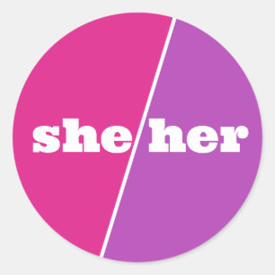 Violet Purple Pink Pronoun She/Her Classic Round Sticker