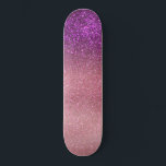 Violet Purple Pink Triple Glitter Ombre Gradient Skateboard<br><div class="desc">This elegant, glamourous, and chic print is perfect for the trendy and stylish girly girl. It features a faux printed sparkly violet purple glitter into rose pink into blush pink gradient ombre. It's modern, pretty, girly, unique, and cool. ***IMPORTANT DESIGN NOTE: For any custom design request such as matching product...</div>