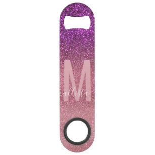 Violet Purple Pink Triple Glitter Ombre Monogram
