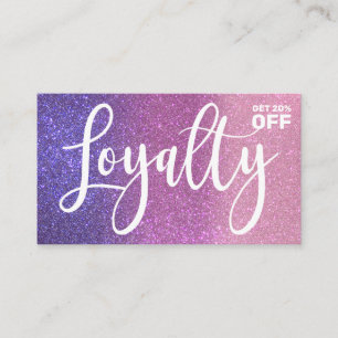 Violet Purple Pink Triple Glitter Ombre Typography Loyalty Card