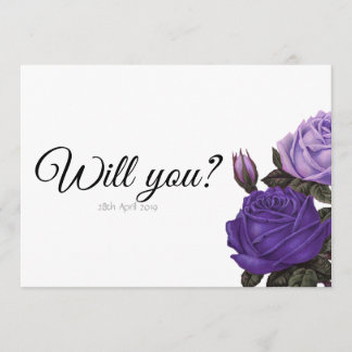 Violet Purple Rosed Will you be my Maid of Honour Invitation