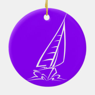 Violet Purple Sailing Ceramic Ornament