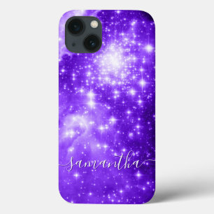 Violet Purple Sparkly Stars Celestial Photo iPhone 13 Case