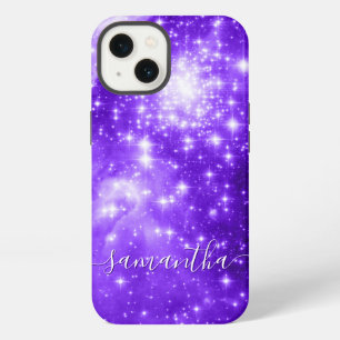 Violet Purple Sparkly Stars Celestial Photo iPhone 13 Case