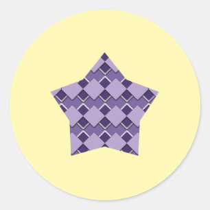 Violet Purple Square and Diamond Chequered star Classic Round Sticker