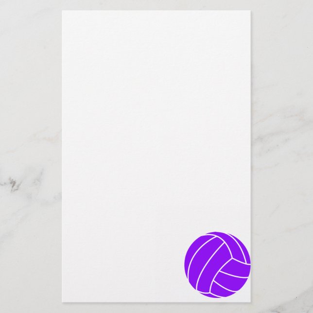 Violet Purple Volleyball Stationery (Front)