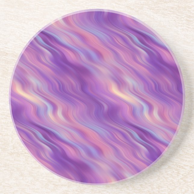 Violet Purple Wavy Texture Coaster (Front)