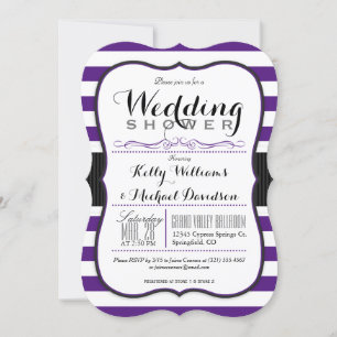 Violet Purple & White Couples Wedding Shower Invitation