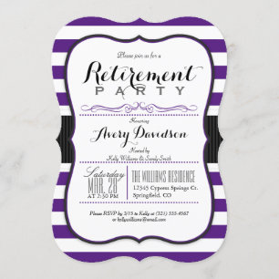 Violet Purple & White; Elegant Retirement Party Invitation