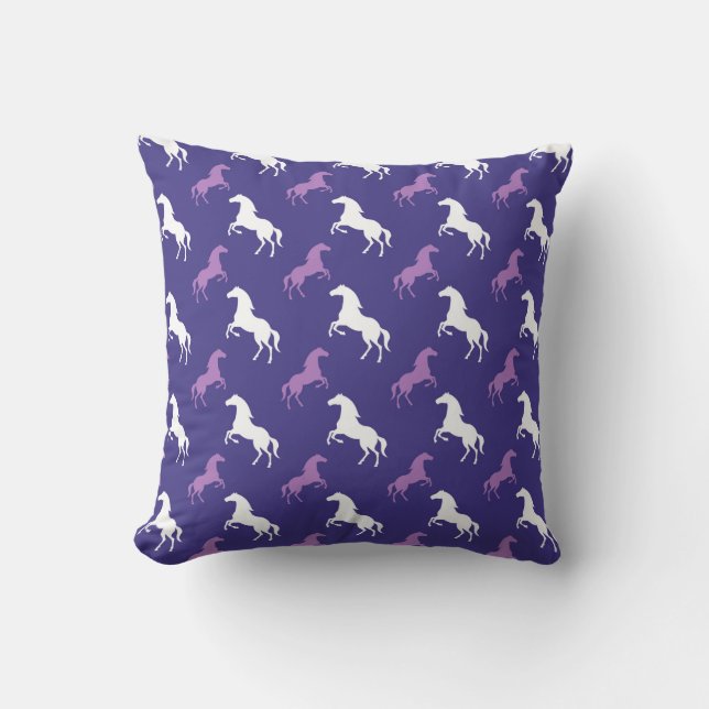 Violet Purple & White Horse; Equestrian Cushion (Front)