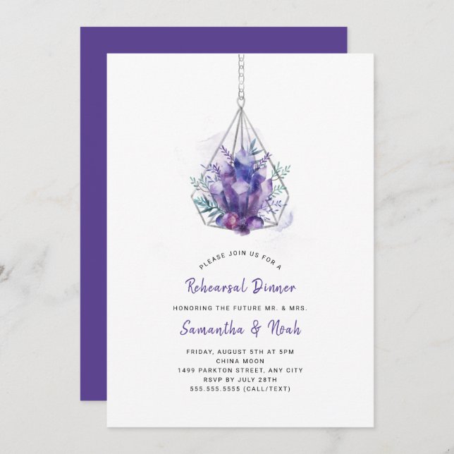 Violet Rehearsal Dinner Invitations, purple Invitation (Front/Back)