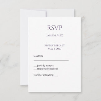 Violet Reply Editable Wedding RSVP Response Card