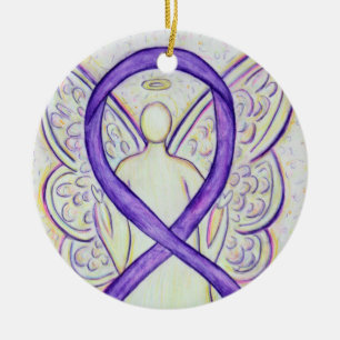 Violet Ribbon Angel Custom Art Ornaments