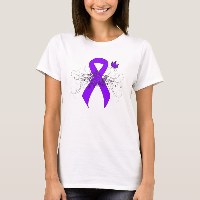 Violet Ribbon Butterfly, Hodgkin's lymphoma T-Shirt (Front)