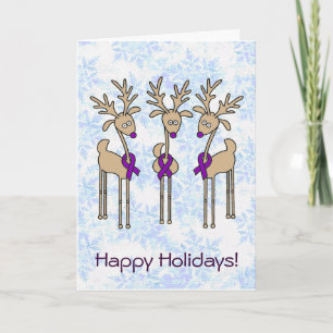 Violet Ribbon Reindeer (Hodgkin's Lymphoma) Holiday Card