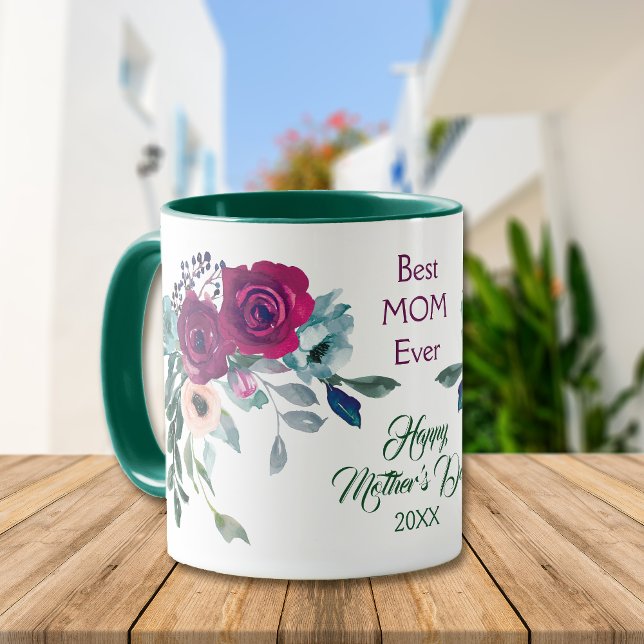 Violet Rose Bouquet Best Mom Mother's Day Mug (Creator Uploaded)