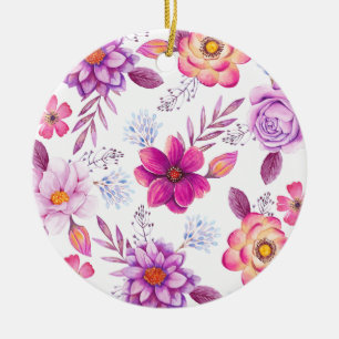 Violet rose ceramic ornament