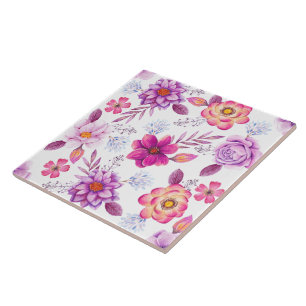 Violet rose ceramic tile
