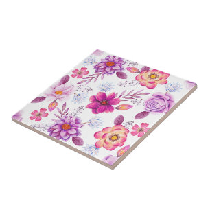 Violet rose ceramic tile
