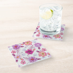 Violet rose glass coaster