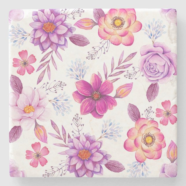 Violet rose stone coaster (Front)