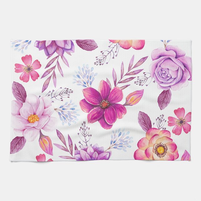 Violet rose tea towel (Horizontal)