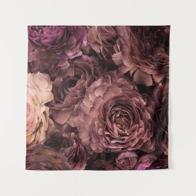 Violet Roses: Fresh Bouquet Texture Tapestry (Front)