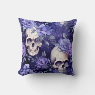 Violet Roses with Skulls Cushion