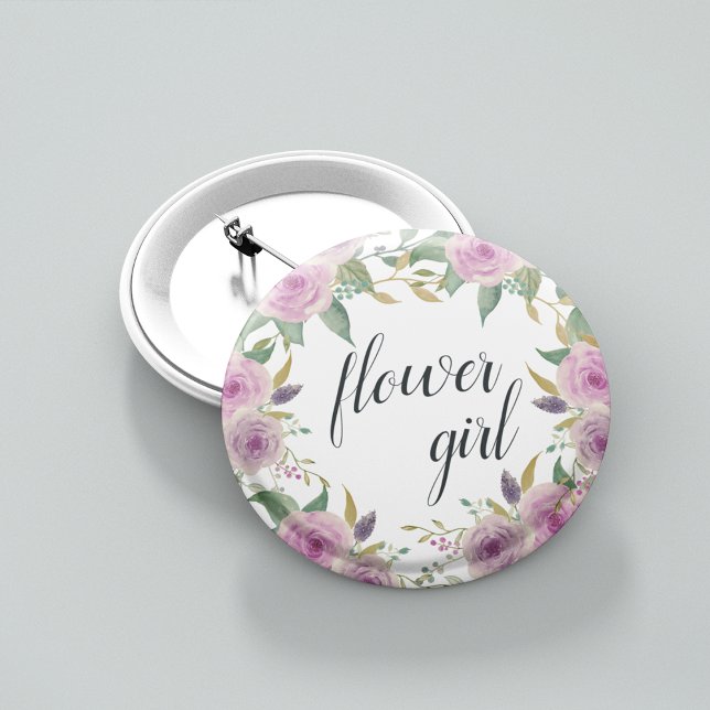 Violet & Sage Flower Girl 6 Cm Round Badge (Creator Uploaded)