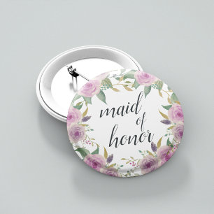 Violet & Sage Maid of Honour 6 Cm Round Badge
