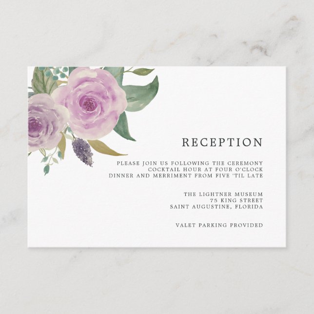 Violet & Sage Reception Card (Front)