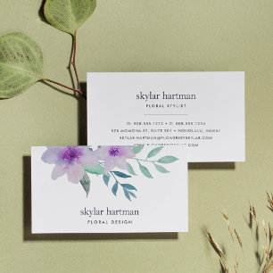 Violet & Sage Watercolor Floral Business Card