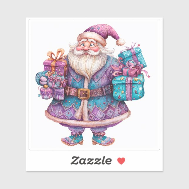 Violet Santa With Colourful Christmas Gifts (Sheet)