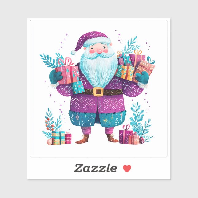 Violet Santa With Colourful Gifts (Sheet)