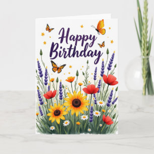 Violet Script Birthday Card
