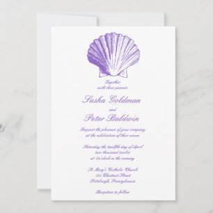 Violet Sea Shells Wedding Invitation