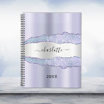 Violet silver agate marble name 2024 planner<br><div class="desc">Violet,  lavender coloured and faux silver metal and agate,  marble stone print as background.  Personalise and add your name. The name is written with a modern hand lettered style script.</div>