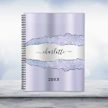 Violet silver agate marble name 2025 planner<br><div class="desc">Violet,  lavender coloured and faux silver and agate,  marble stone print as background.  Personalise and add your name. The name is written with a modern hand lettered style script.</div>