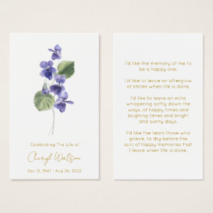 Violet   Simple Funeral Memorial Prayer Card