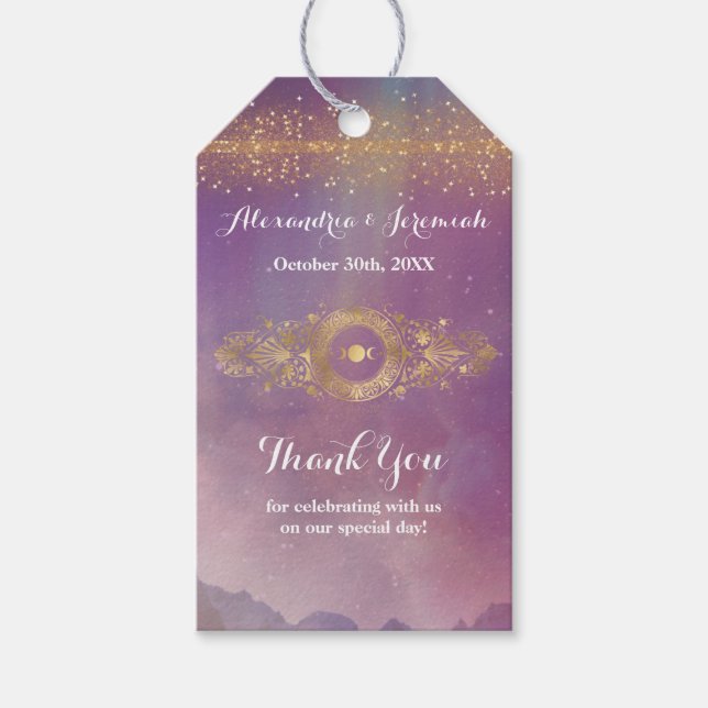 Violet Sky Gold Moon Gift Tags (Front)