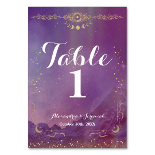 Violet Sky Gold Moon Table Number