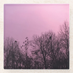 "Violet Sky" Original Art by KAS Glass Coaster