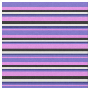 Violet, Slate Blue, Midnight Blue, White & Black Fabric