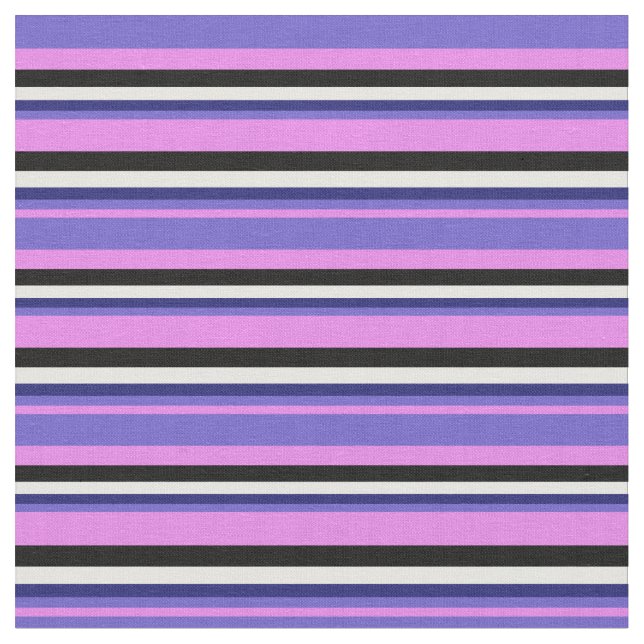 Violet, Slate Blue, Midnight Blue, White & Black Fabric (Close Up)