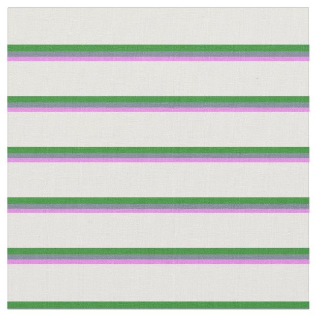 Violet, Slate Grey, Forest Green & White Lines Fabric (Close Up)