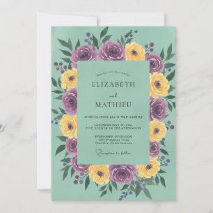 Violet Soft Gold Wreath Wedding Invitation