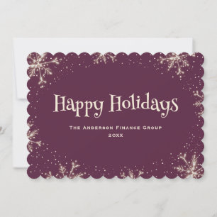 Violet Sparkling Snowflakes Corporate Business Holiday Card