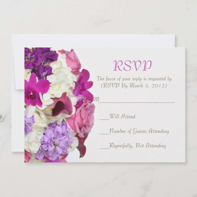 Violet Spring Bouquet RSVP card (Front)