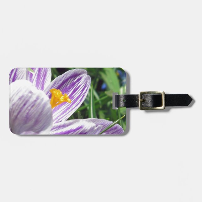 Violet Spring Crocus Luggage Tag (Front Horizontal)