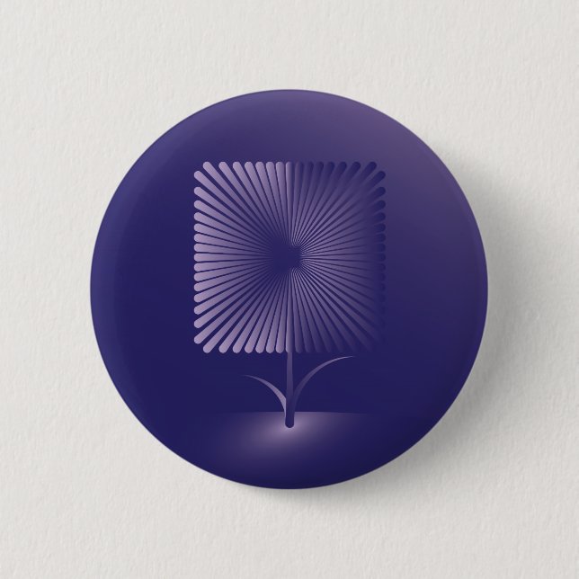 Violet square flower 6 cm round badge (Front)